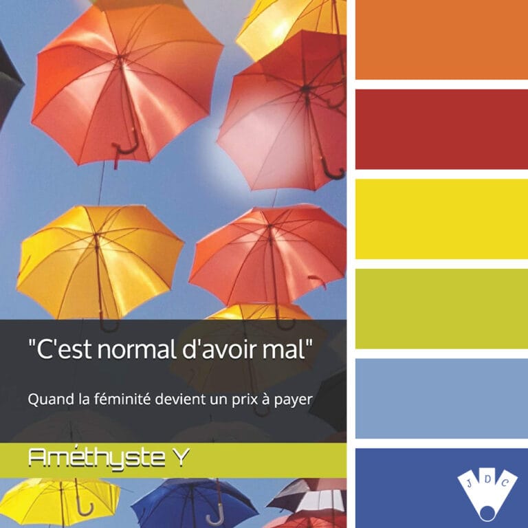 Color palette à partir de la couverture du livre "C'est normal d'avoir mal": Quand la féminité devient un prix à payer" de Améthyste Y