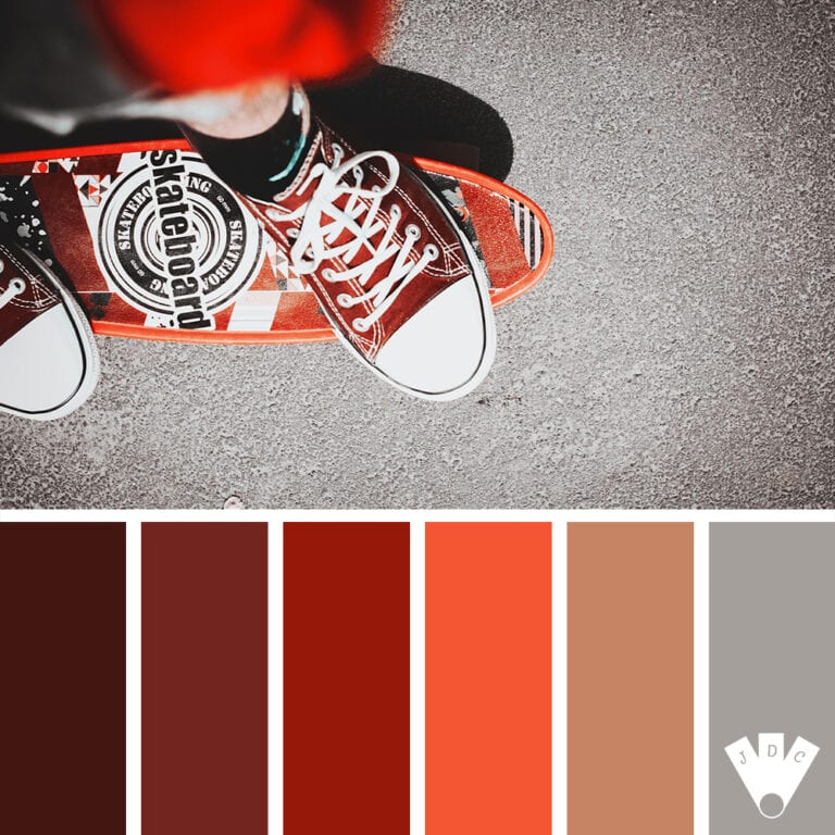 color palette à partir d'une photo d'une personne sur un skateboard rouge