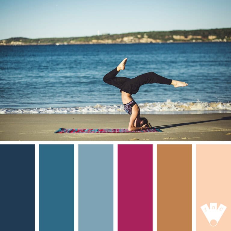Color palette d'une photo d'une personne faisant du Yoga.