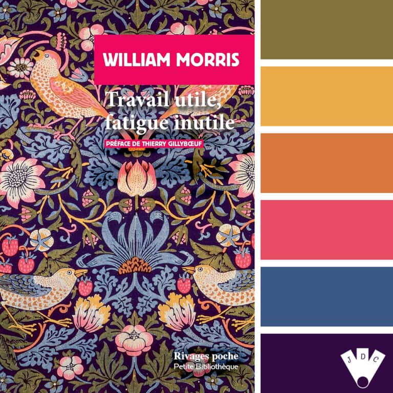Color palette à partir de la couverture du livre "Travail utile, fatigue inutile" de William Morris