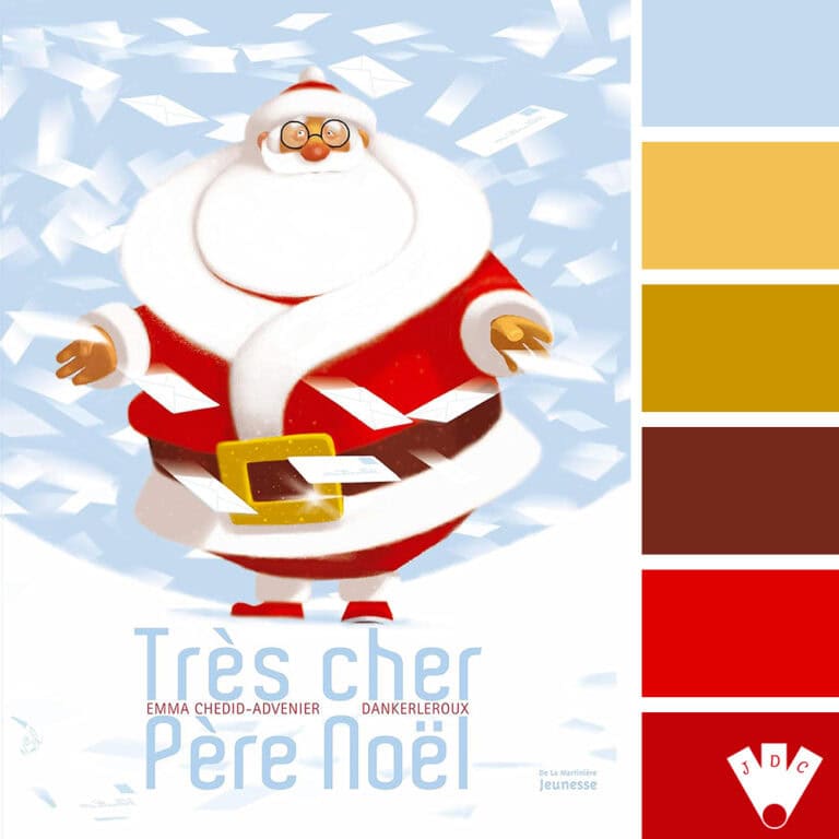 Color palette à partir de la couverture du livre "Très cher père noël" de Emma Chedid-Advenier