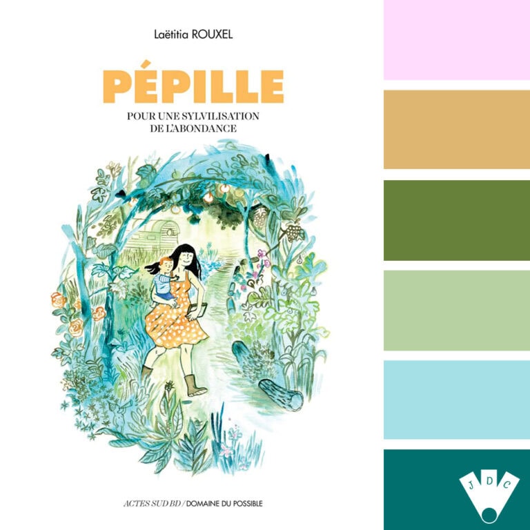 Palette de couleurs inspirée du livre 'Pépille' de Laëtitia Rouxel. Ces teintes douces et naturelles évoquent la nature, la maternité et l'abondance. Parfait pour illustrer des projets créatifs autour de l'écologie et de la joie de vivre.